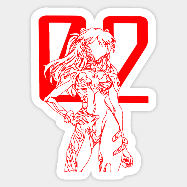 Asuka Langley Continuous Line Artwork Sticker by RedCoco-Studios